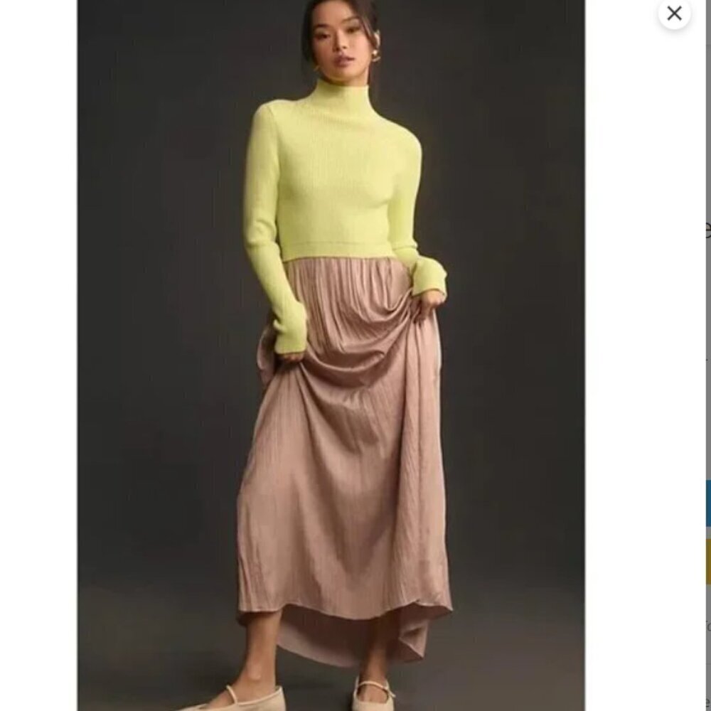 NWT ANTHROPOLOGIE The Thea Twofer Sweaterdress in Neutral Size SMALL